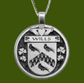 Wills Irish Coat Of Arms Claddagh Round Pewter Family Crest Pendant