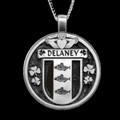 Delaney Irish Coat Of Arms Claddagh Round Silver Family Crest Pendant