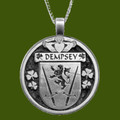 Dempsey Irish Coat Of Arms Claddagh Round Pewter Family Crest Pendant