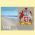 Gray Coat of Arms English Family Name Fridge Magnets Set of 10