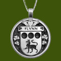 Flynn Irish Coat Of Arms Claddagh Round Pewter Family Crest Pendant