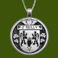 OReilly Irish Coat Of Arms Claddagh Round Pewter Family Crest Pendant