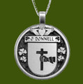 ODonnell Irish Coat Of Arms Claddagh Round Pewter Family Crest Pendant