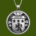 Moore Irish Coat Of Arms Claddagh Round Pewter Family Crest Pendant