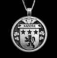Moore Irish Coat Of Arms Claddagh Round Silver Family Crest Pendant