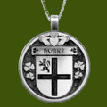 Burke Irish Coat Of Arms Claddagh Round Pewter Family Crest Pendant