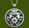 Connolly Irish Coat Of Arms Claddagh Round Pewter Family Crest Pendant