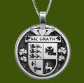 McGrath Irish Coat Of Arms Claddagh Round Pewter Family Crest Pendant