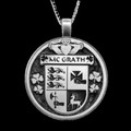 McGrath Irish Coat Of Arms Claddagh Round Silver Family Crest Pendant