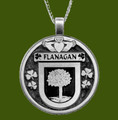 Flanagan Irish Coat Of Arms Claddagh Round Pewter Family Crest Pendant