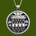 Higgins Irish Coat Of Arms Claddagh Round Pewter Family Crest Pendant