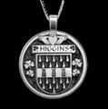 Higgins Irish Coat Of Arms Claddagh Round Silver Family Crest Pendant