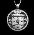 Gallagher Irish Coat Of Arms Claddagh Round Silver Family Crest Pendant