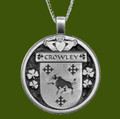 Crowley Irish Coat Of Arms Claddagh Round Pewter Family Crest Pendant