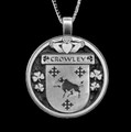 Crowley Irish Coat Of Arms Claddagh Round Silver Family Crest Pendant