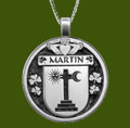 Martin Irish Coat Of Arms Claddagh Round Pewter Family Crest Pendant