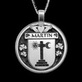 Martin Irish Coat Of Arms Claddagh Round Silver Family Crest Pendant