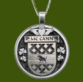 McCann Irish Coat Of Arms Claddagh Round Pewter Family Crest Pendant