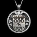 McCann Irish Coat Of Arms Claddagh Round Silver Family Crest Pendant