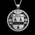 Bell Irish Coat Of Arms Claddagh Round Silver Family Crest Pendant