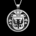 Reid Irish Coat Of Arms Claddagh Round Silver Family Crest Pendant