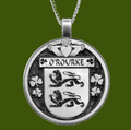 ORourke Irish Coat Of Arms Claddagh Round Pewter Family Crest Pendant