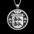 ORourke Irish Coat Of Arms Claddagh Round Silver Family Crest Pendant