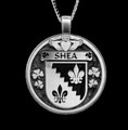 Shea Irish Coat Of Arms Claddagh Round Silver Family Crest Pendant