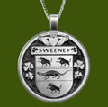 Sweeney Irish Coat Of Arms Claddagh Round Pewter Family Crest Pendant
