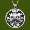 Regan Irish Coat Of Arms Claddagh Round Pewter Family Crest Pendant
