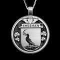 Sheehan Irish Coat Of Arms Claddagh Round Silver Family Crest Pendant
