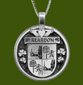 Reardon Irish Coat Of Arms Claddagh Round Pewter Family Crest Pendant