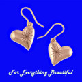 Heart Engraved Starburst Sheppard Hook Bronze Earrings