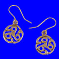 Apahida Celtic Triscele Swirl Knotwork Sheppard Hook Bronze Earrings