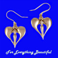 Angel Wings Heart Drop Sheppard Hook Bronze Earrings