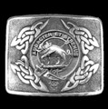 Pollock Clan Badge Interlace Mens Sterling Silver Kilt Belt Buckle