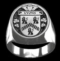 Lyons Irish Coat Of Arms Family Crest Mens Sterling Silver Ring
