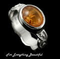 Muckle Roe Celtic Knot Oval Amber Ladies Sterling Silver Band Ring Sizes A-Q