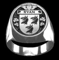Ryan Irish Coat Of Arms Family Crest Mens Sterling Silver Ring