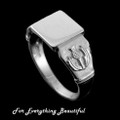 Scotland Thistle Emblem Small Signet Mens Sterling Silver Ring Sizes A-Q