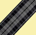 Highland Grey And Black Plaid Polyester Fabric Tartan Ribbon 25mm x 20 metres