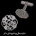 Celtic Interwoven Floral Puff Sterling Silver Mens Cufflinks