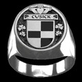 Cusick Irish Coat Of Arms Family Crest Mens Sterling Silver Ring