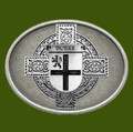 Burke Irish Coat of Arms Oval Antiqued Mens Stylish Pewter Belt Buckle