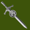 White Irish Coat Of Arms Claddagh Round Pewter Family Crest Large Kilt Pin