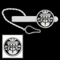 Carroll Irish Coat Of Arms Claddagh Round Sterling Silver Button Loop Tie Bar