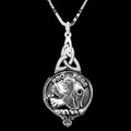 MacFie Clan Badge Sterling Silver Clan Crest Interlace Drop Pendant