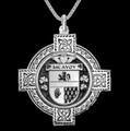 McAvoy Irish Coat Of Arms Celtic Cross Silver Family Crest Pendant