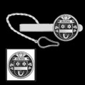 Burns Irish Coat Of Arms Claddagh Round Sterling Silver Button Loop Tie Bar