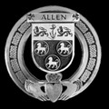 Allen Irish Coat Of Arms Claddagh Sterling Silver Family Crest Badge 